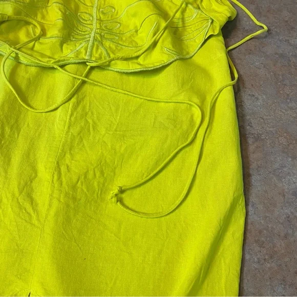 FARM Rio Neon Yellow Leaf Cutout Midi Dress - Picture 2 of 16